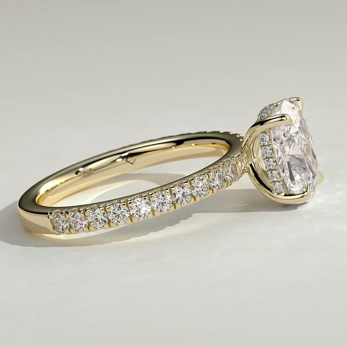 2 CT Elongated Pave Moissanite Engagement Ring