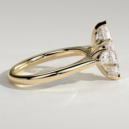 2 CT Marquise Three Stone Hidden Halo Moissanite Engagement Ring