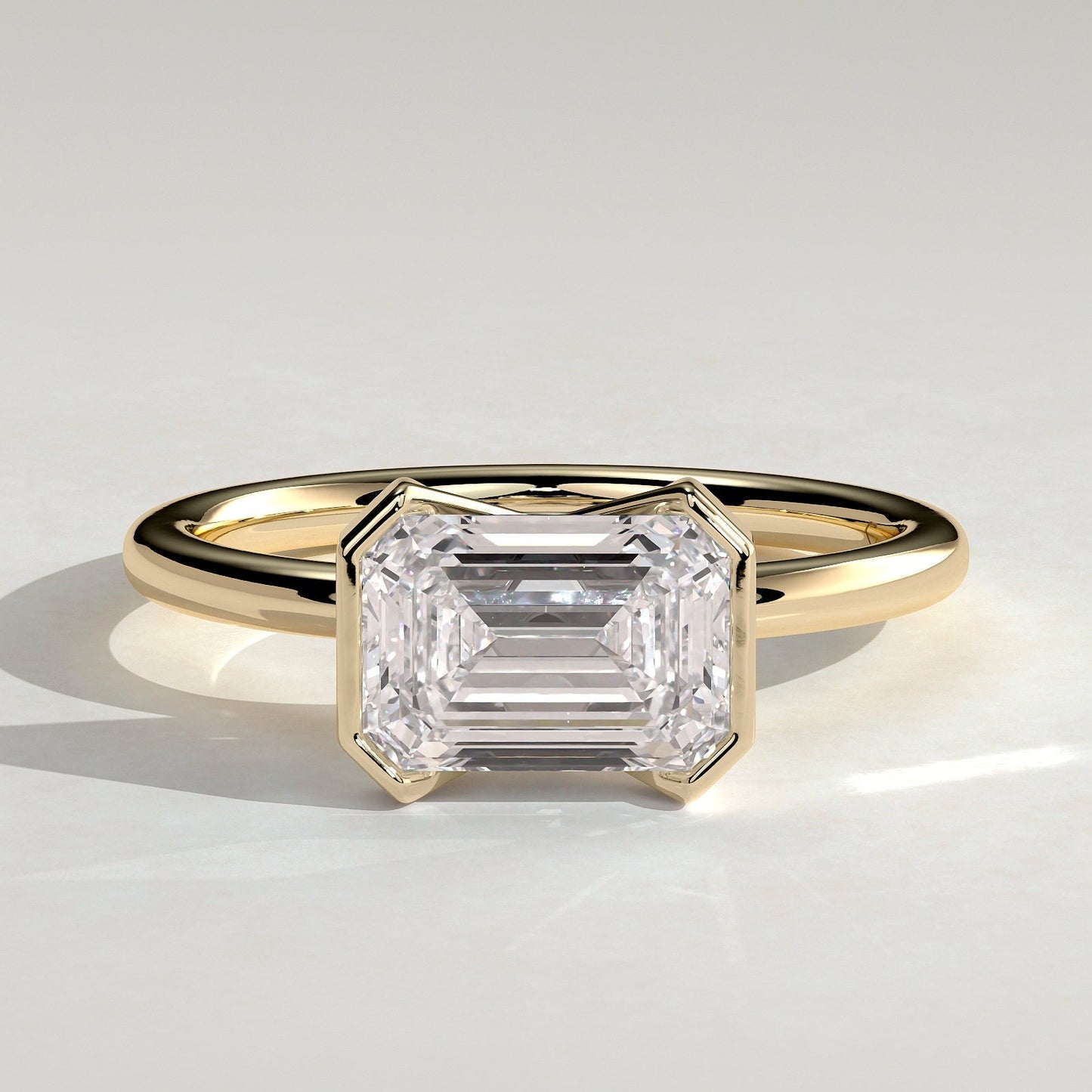 2 CT Emerald Solitaire East-West Moissanite Engagement Ring