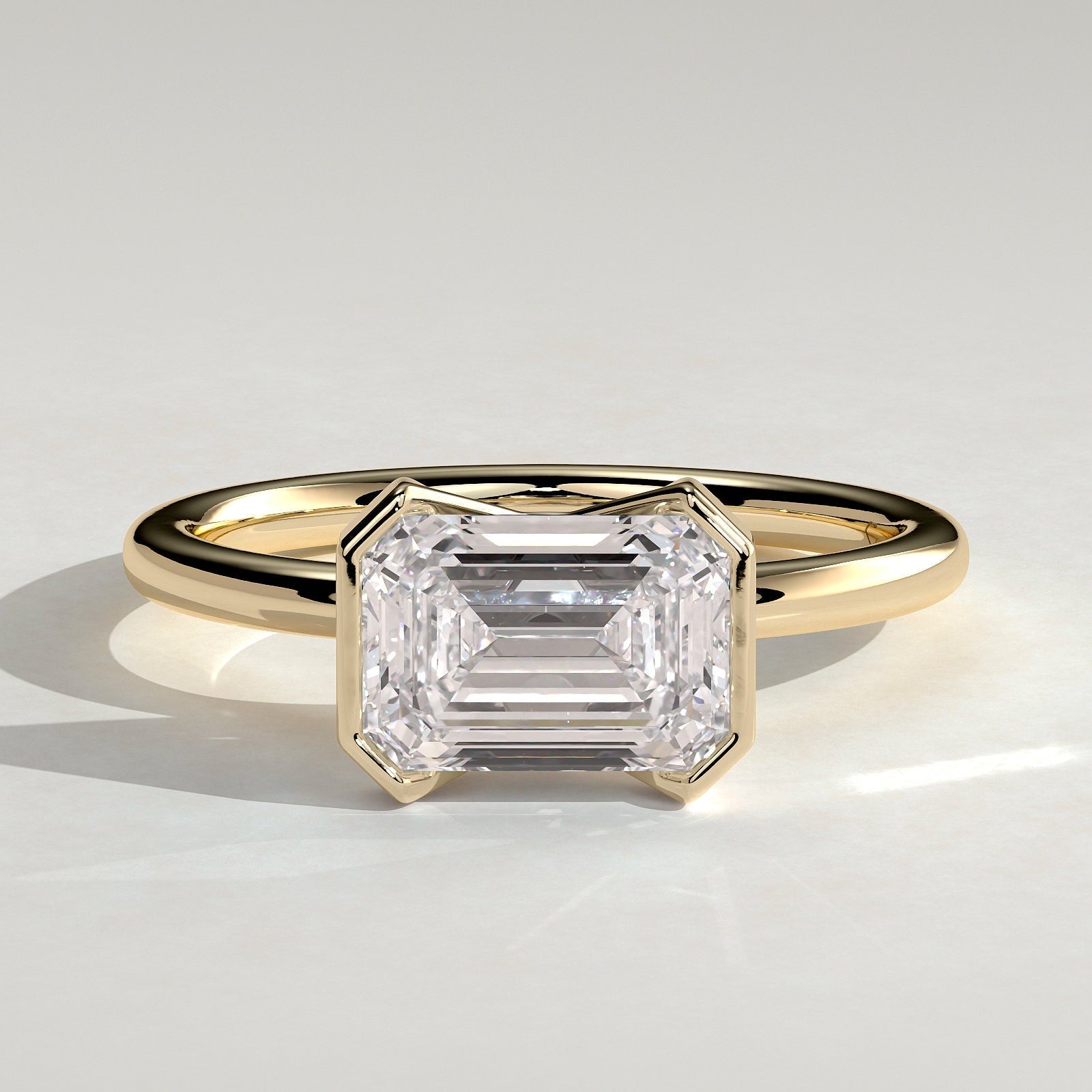 2 CT Emerald Solitaire East-West Moissanite Engagement Ring