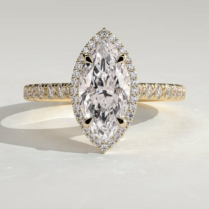 2 CT Marquise Halo & Pave Moissanite Engagement Ring