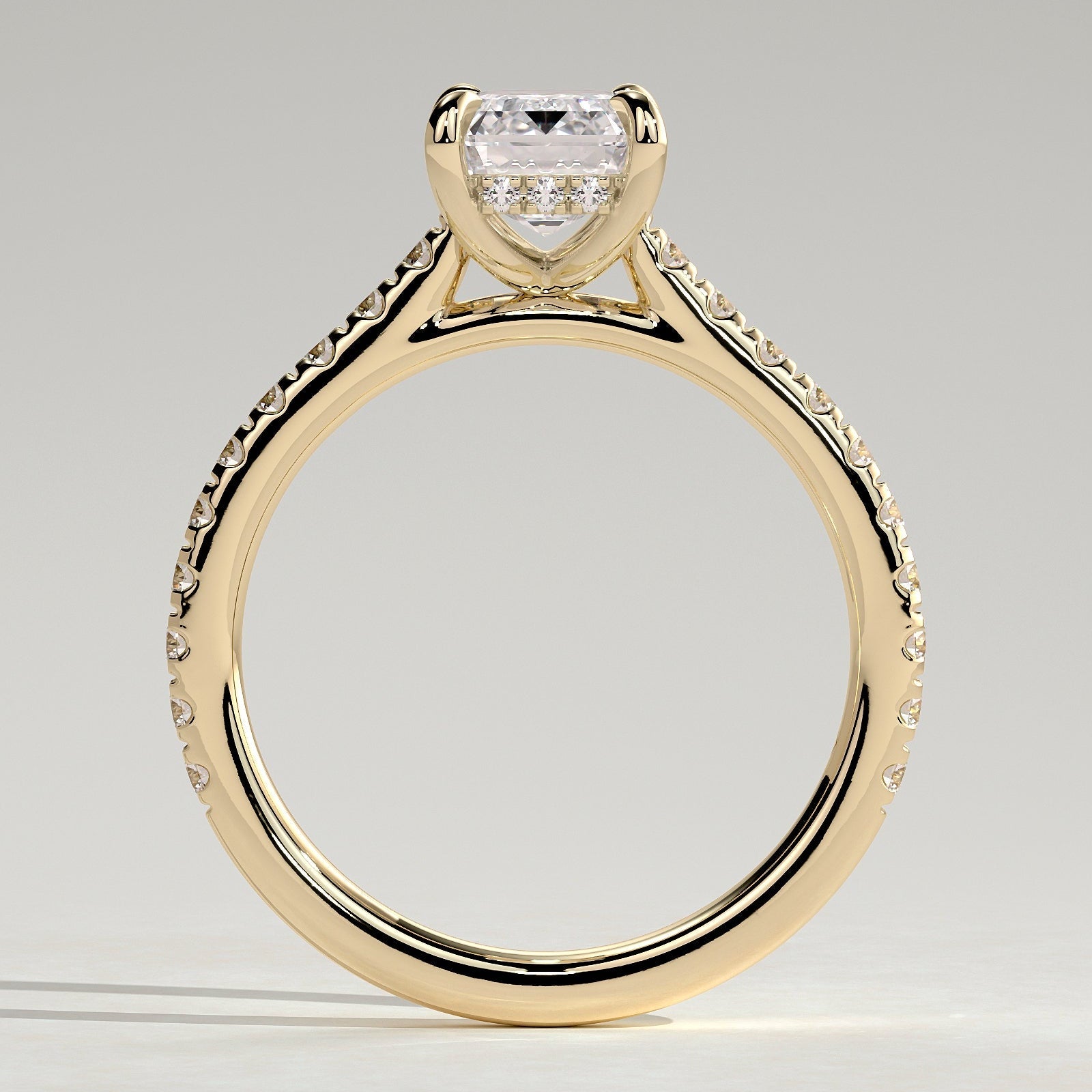 2 CT Emerald Pave Moissanite Engagement Ring