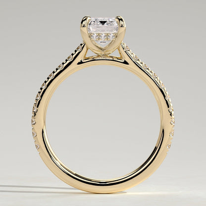 2 CT Emerald Pave Moissanite Engagement Ring