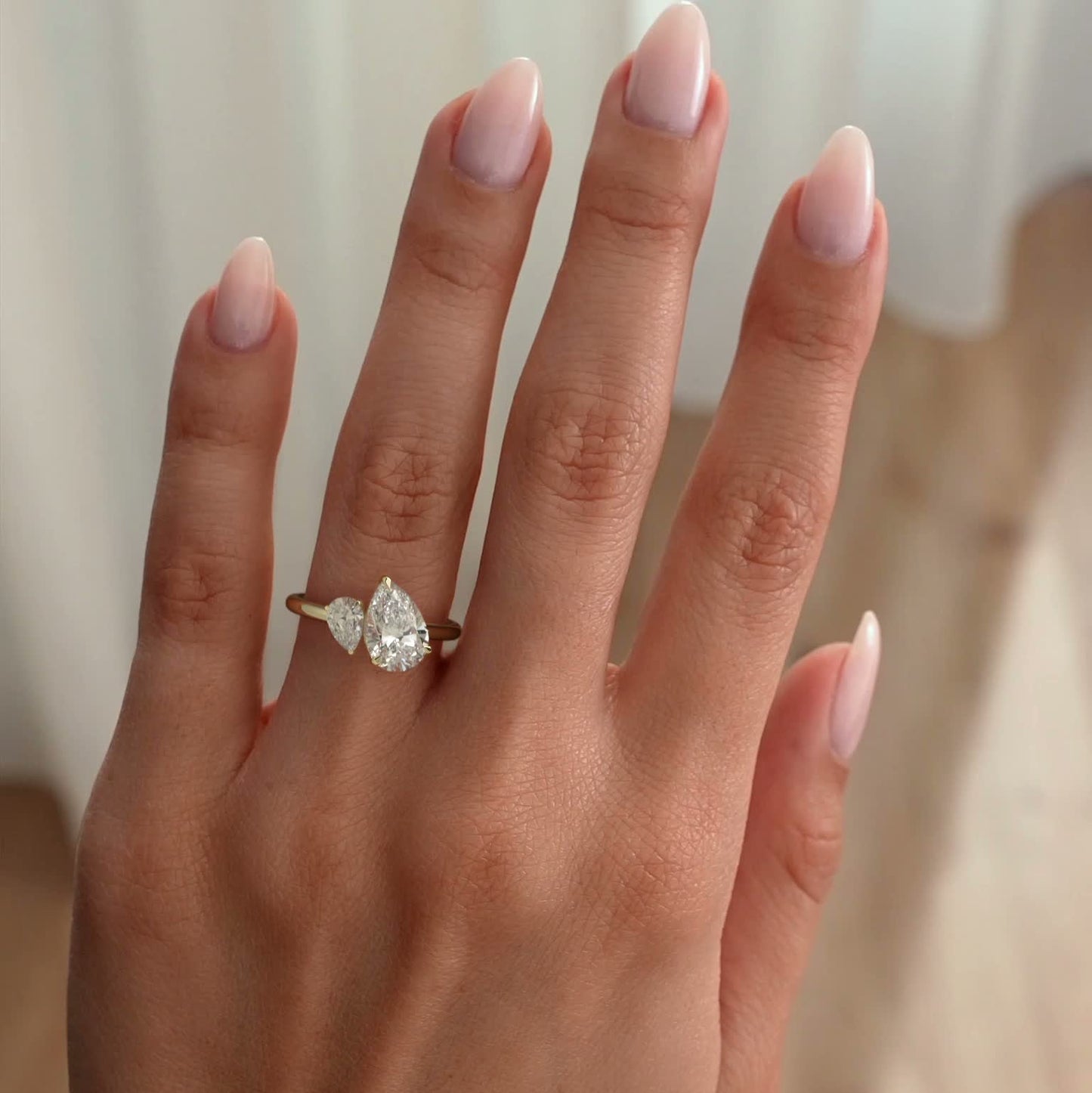 1 TCW Pear Toi et Moi Moissanite Engagement Ring