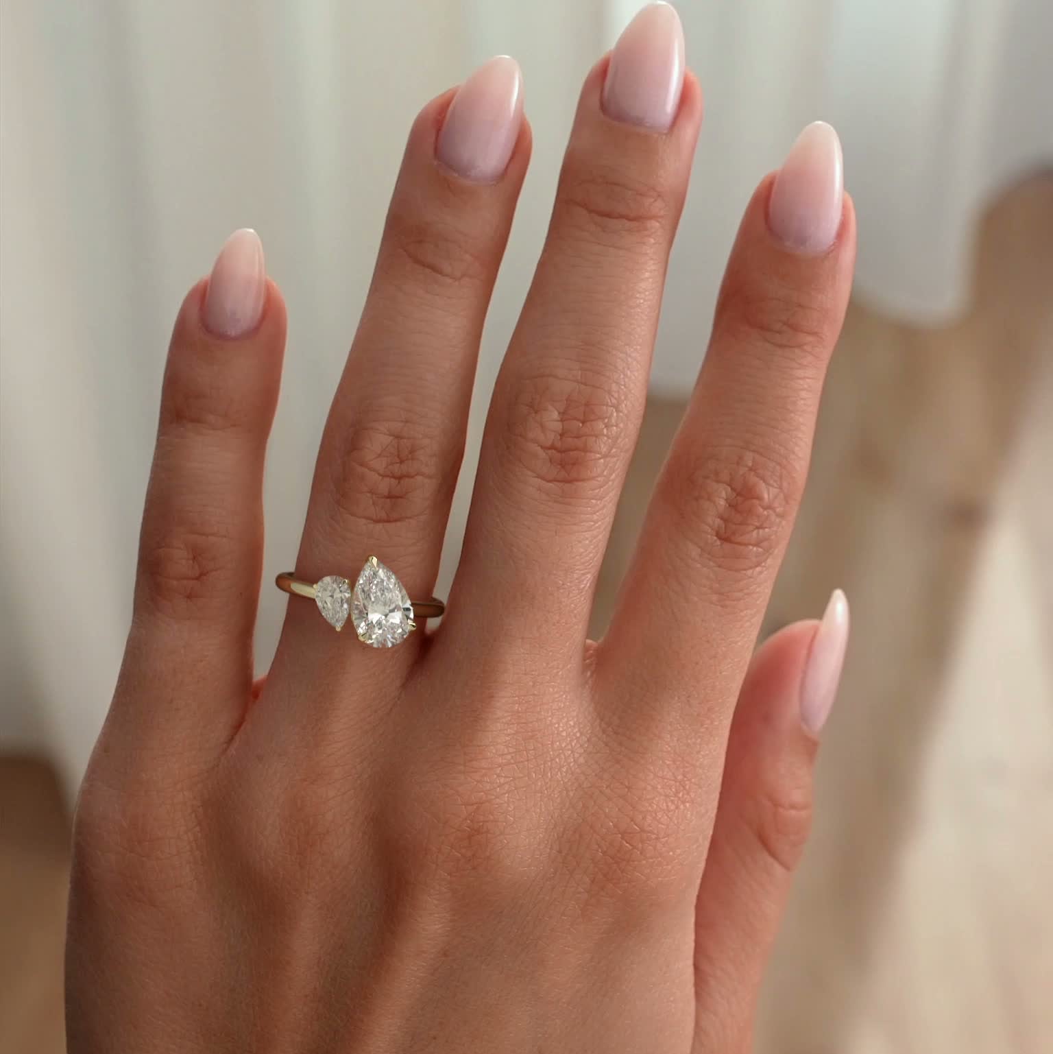 1 TCW Pear Toi et Moi Moissanite Engagement Ring