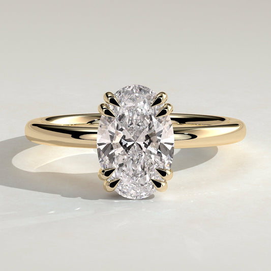 2 CT Oval Hidden Halo Moissanite Engagement Ring