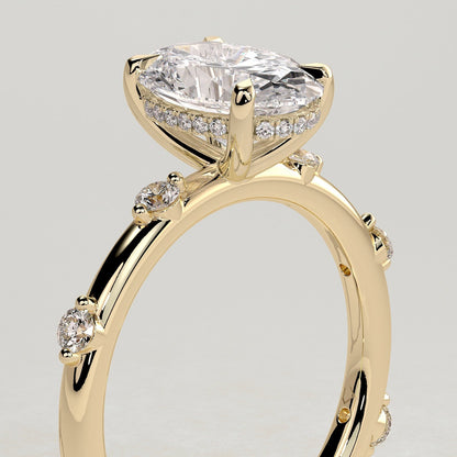 2 CT Oval Hidden Halo & Dainty Pave Moissanite Engagement Ring