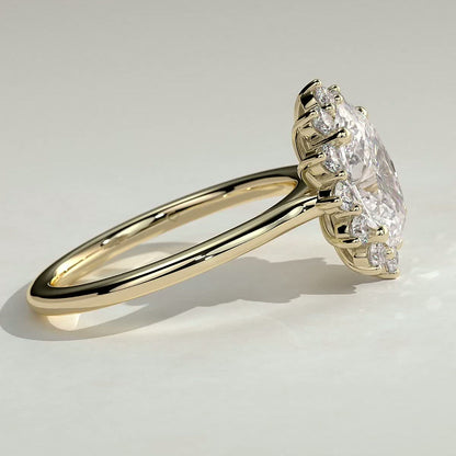 2 CT Oval Halo Moissanite Engagement Ring