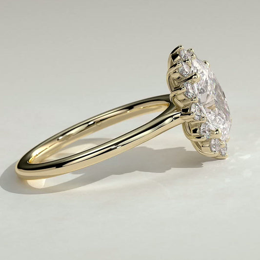2 CT Oval Halo Moissanite Engagement Ring