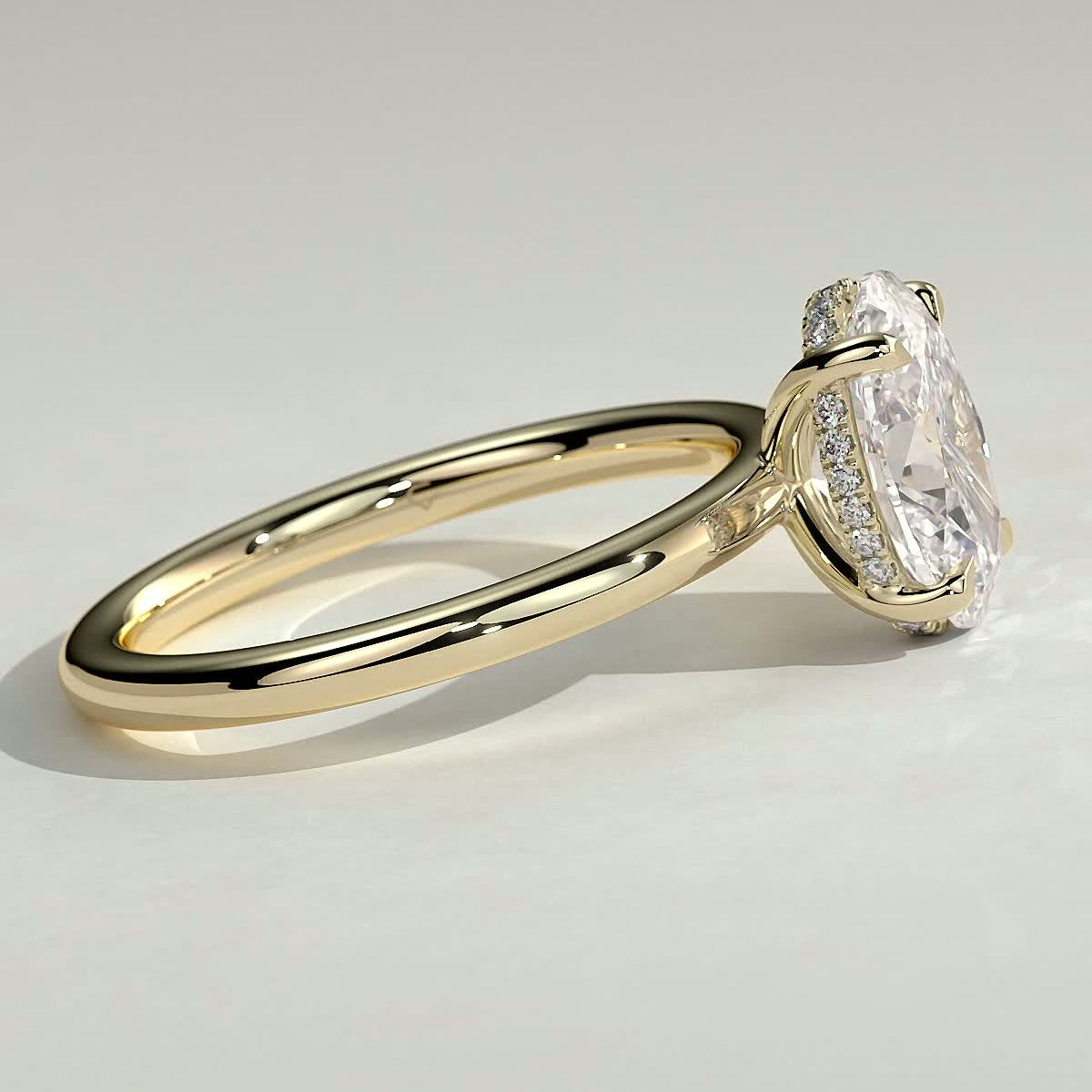 2 CT Oval Hidden Halo Moissanite Engagement Ring