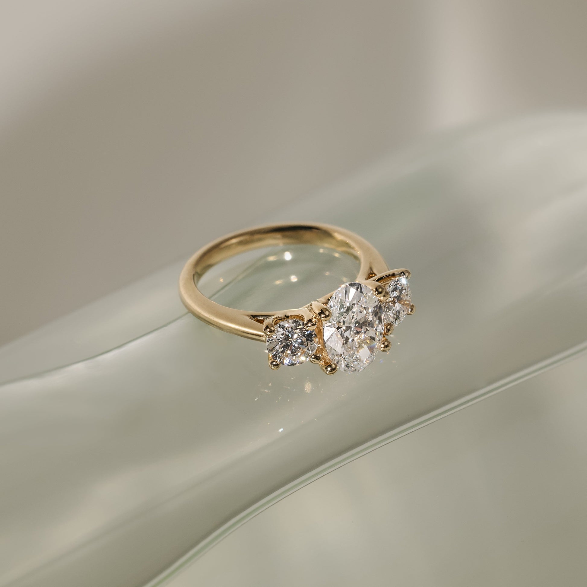 2 CT Oval Three Stone Moissanite Engagement Ring
