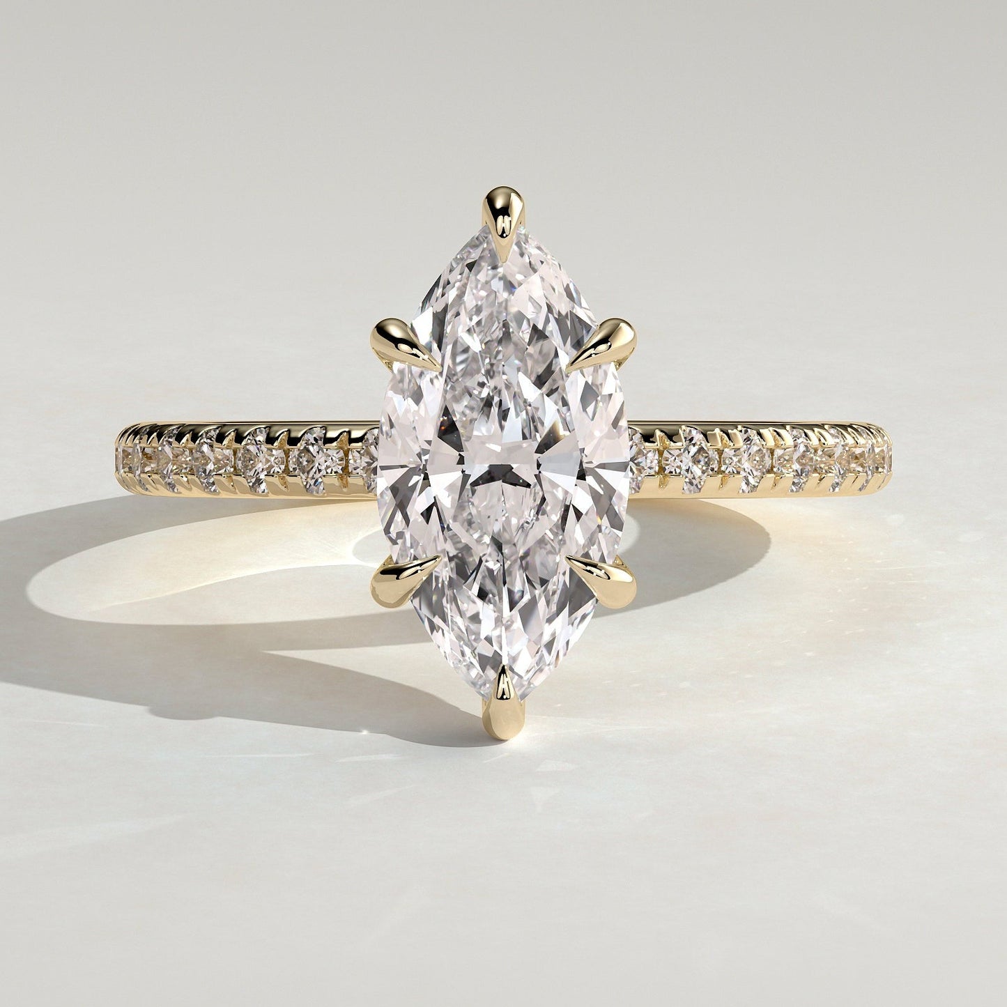 2 CT Marquise Pave Moissanite Engagement Ring