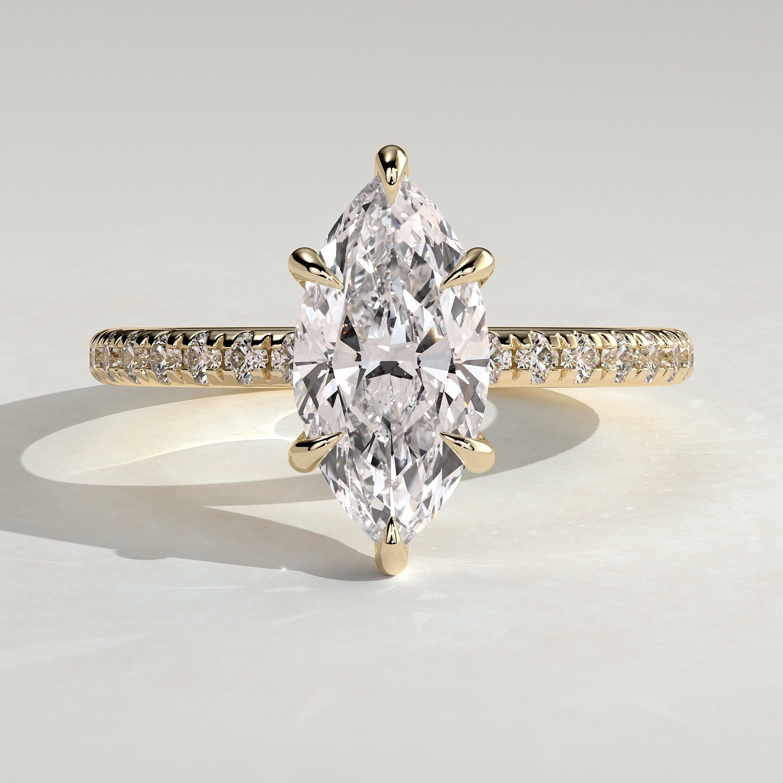 2 CT Marquise Pave Moissanite Engagement Ring