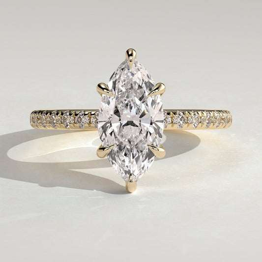 2 CT Marquise Pave Moissanite Engagement Ring