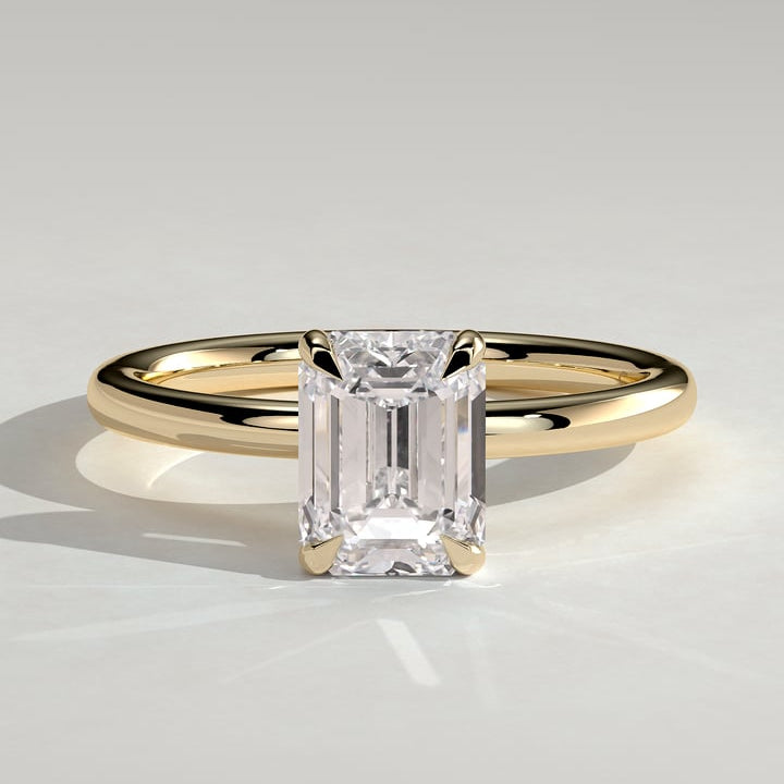 2 CT Emerald Hidden Halo Moissanite Engagement Ring