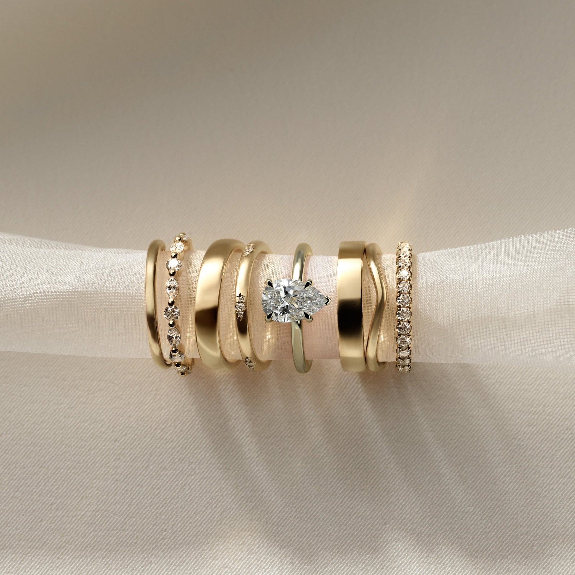 2 CT Pear Hidden Halo Moissanite Engagement Ring