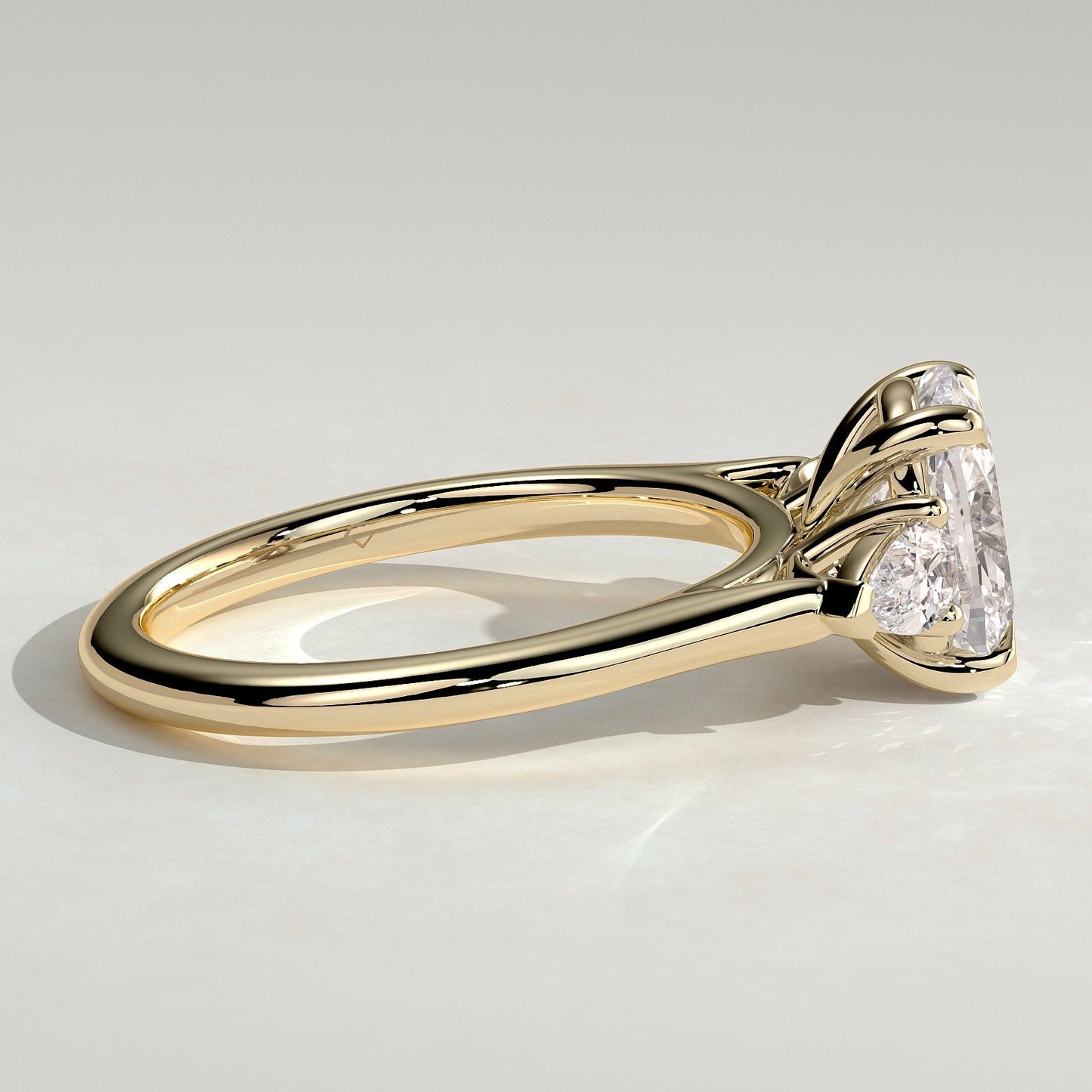 2 CT Elongated Cushion Trilogy Three Stone Moissanite Engagement Ring