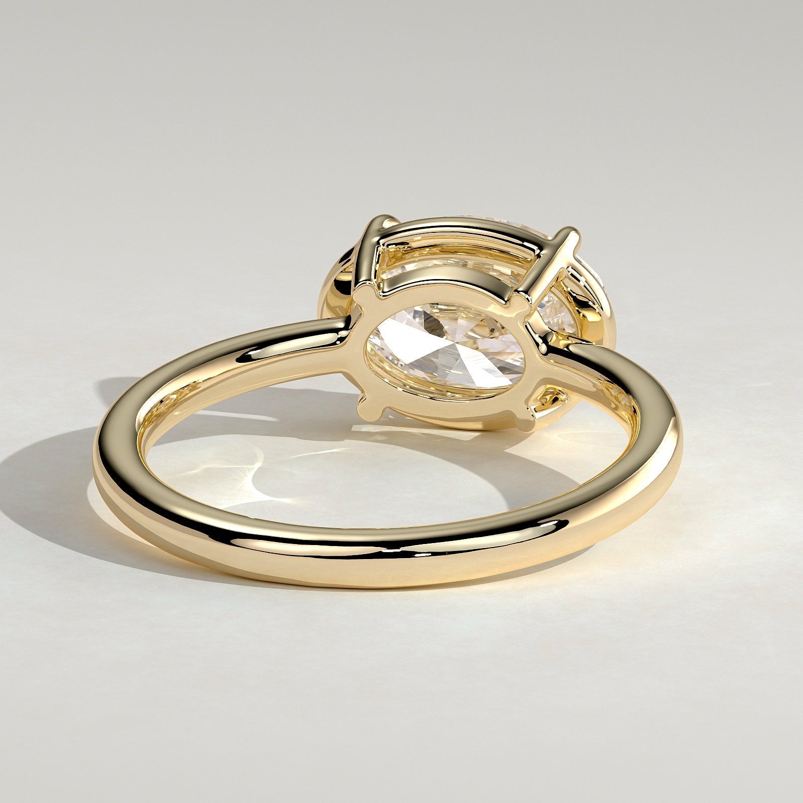 2 CT East West Oval Bezel Solitaire Moissanite Engagement Ring