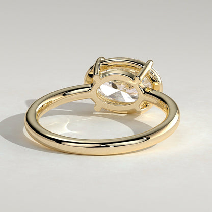 2 CT East West Oval Bezel Solitaire Moissanite Engagement Ring