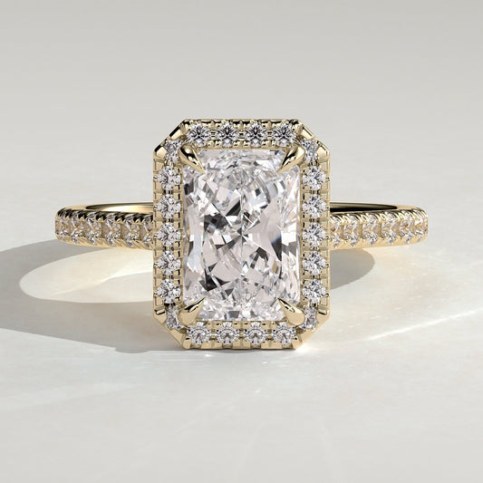 2 CT Radiant Halo & Pave Moissanite Engagement Ring