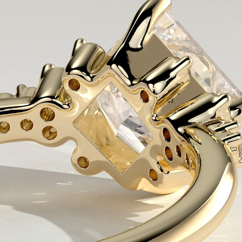 2 CT Princess Cluster Moissanite Engagement Ring