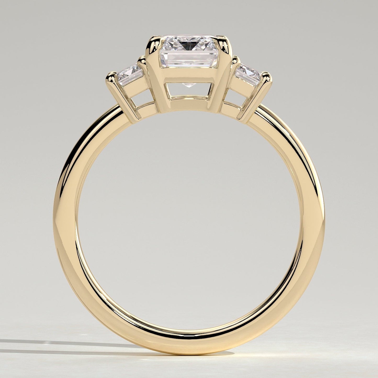 2 CT Emerald Three Stone Moissanite Engagement Ring