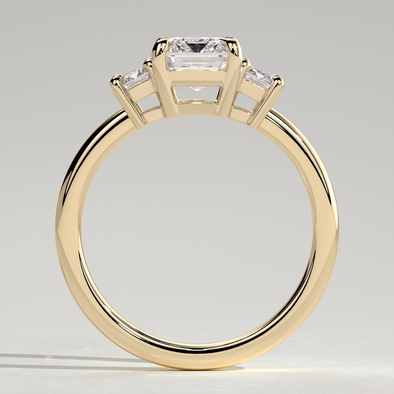 2 CT Emerald Three Stone Moissanite Engagement Ring