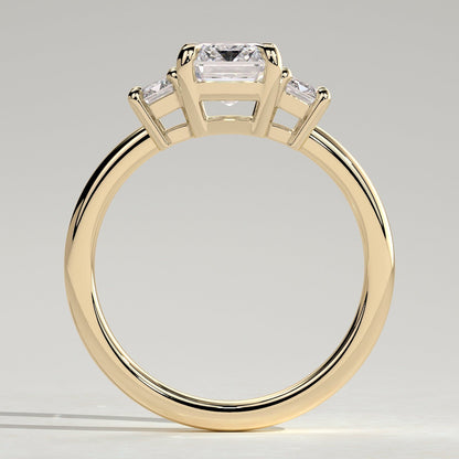 2 CT Emerald Three Stone Moissanite Engagement Ring