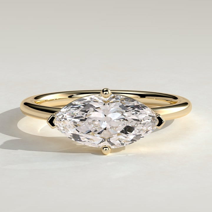 2 CT East-West Marquise Solitaire Moissanite Engagement Ring