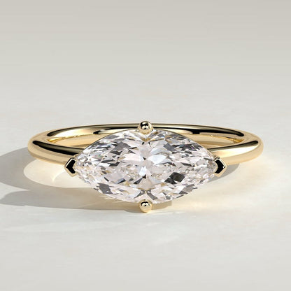 2 CT East-West Marquise Solitaire Moissanite Engagement Ring