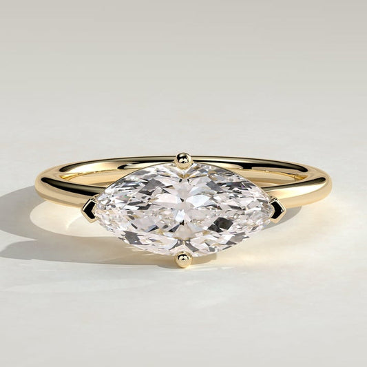 2 CT East-West Marquise Solitaire Moissanite Engagement Ring