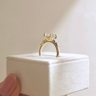 2 CT Marquise Pave Moissanite Engagement Ring
