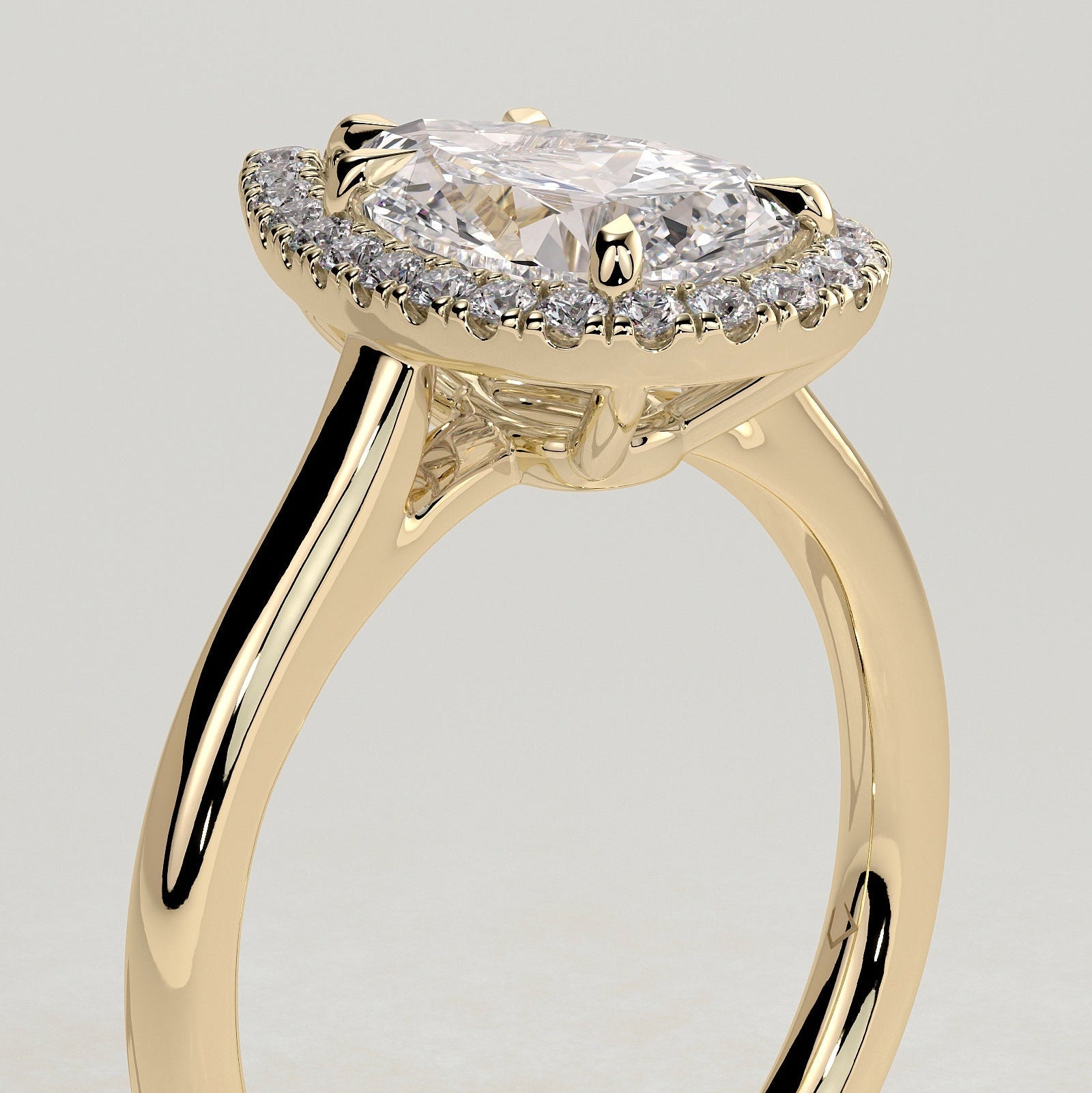 2 CT Pear Halo Moissanite Engagement Ring