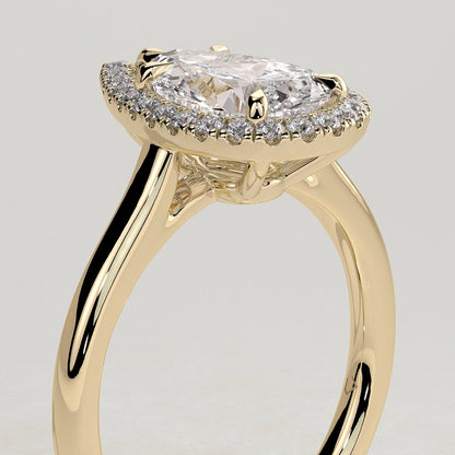 2 CT Pear Halo Moissanite Engagement Ring