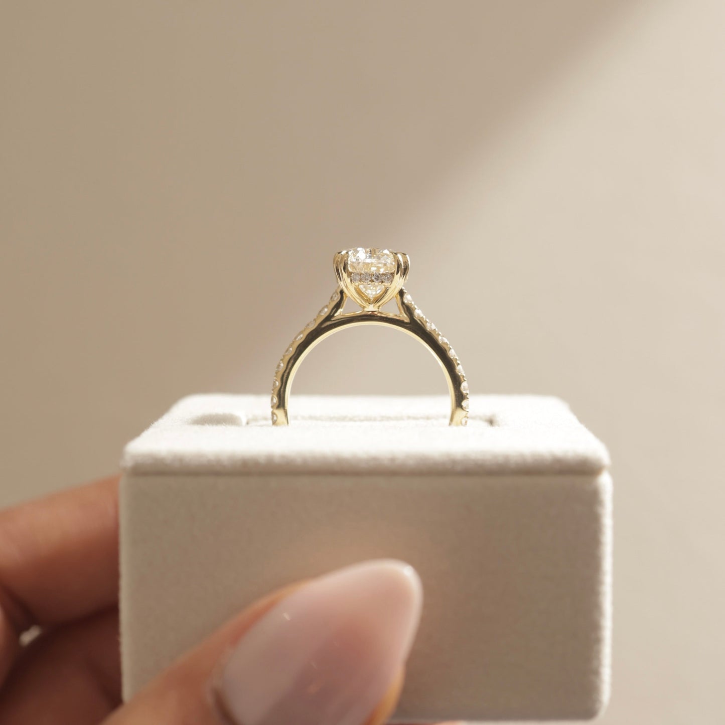 2 CT Oval Pave Moissanite Engagement Ring