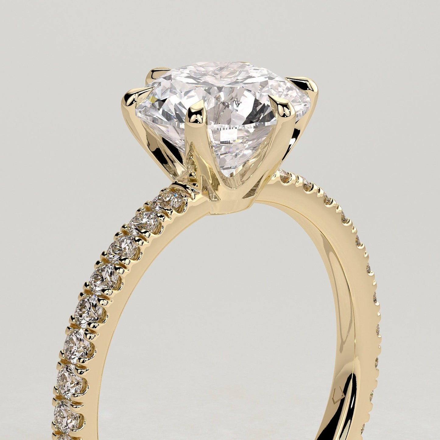 2 CT Round Pave Moissanite Engagement Ring