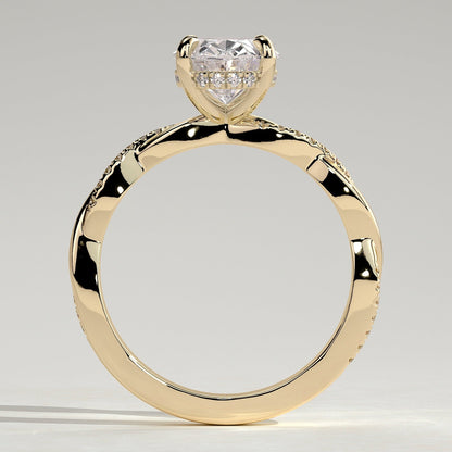 2 CT Oval Twisted Pave Moissanite Engagement Ring