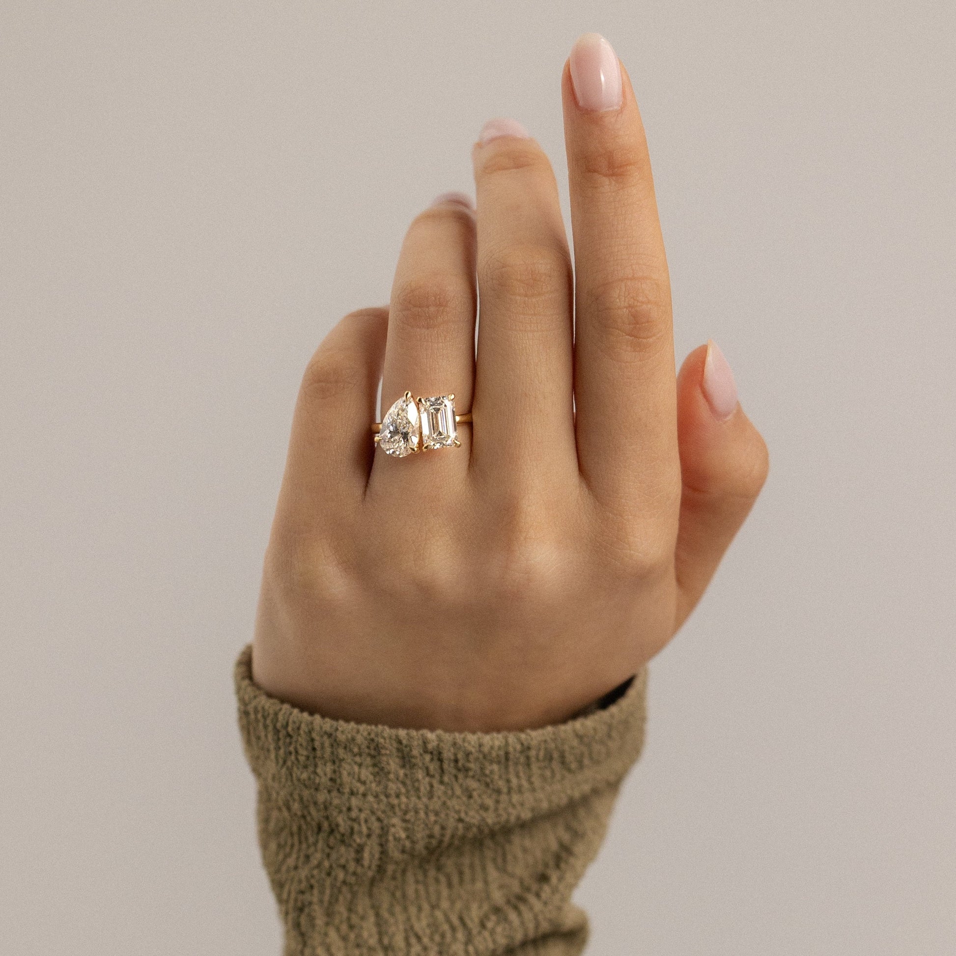 1 CT Pear Toi et Moi Moissanite Engagement Ring