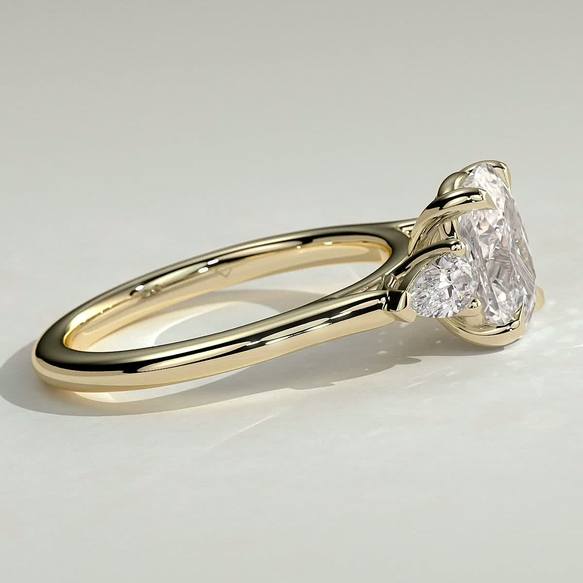 2 CT Elongated Cushion Trilogy Three Stone Moissanite Engagement Ring