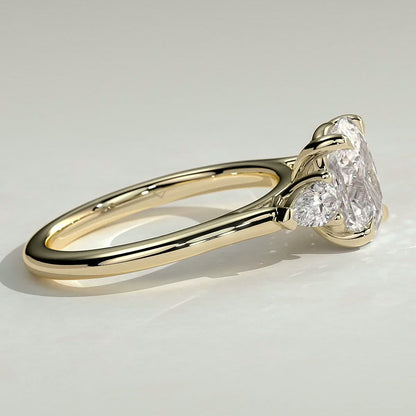 2 CT Elongated Cushion Trilogy Three Stone Moissanite Engagement Ring