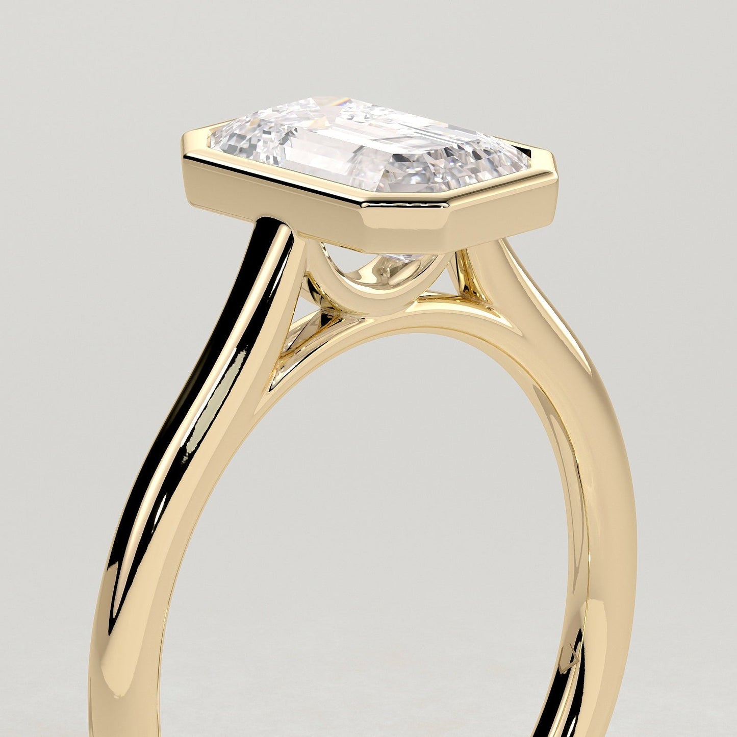 2 CT Emerald Bezel Solitaire Moissanite Engagement Ring