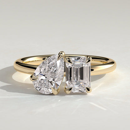 1 CT Pear Toi et Moi Moissanite Engagement Ring