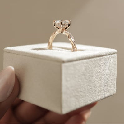 2 CT Oval Twisted Pave Moissanite Engagement Ring