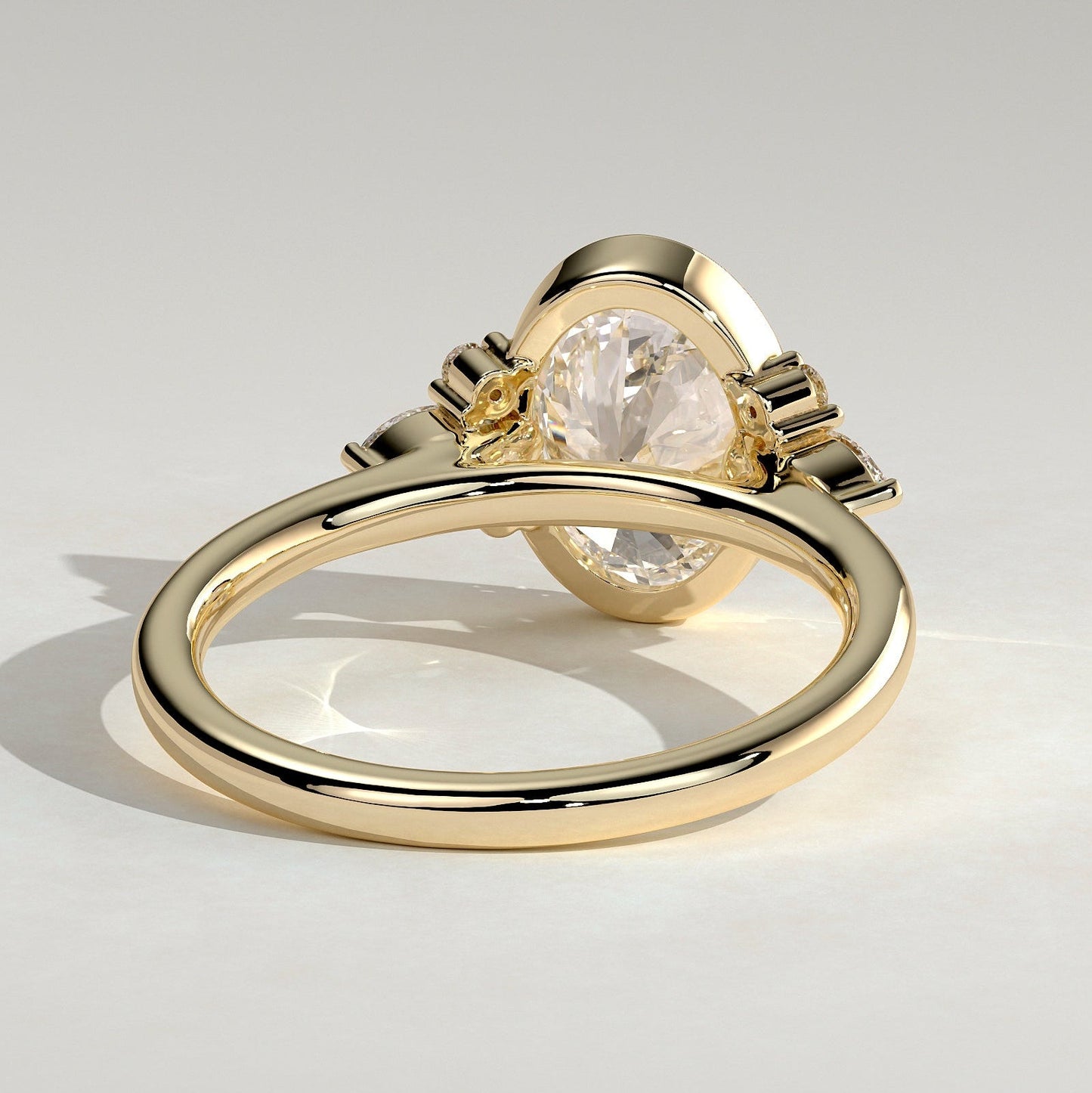 2 CT Oval Bezel Cluster Moissanite Engagement Ring