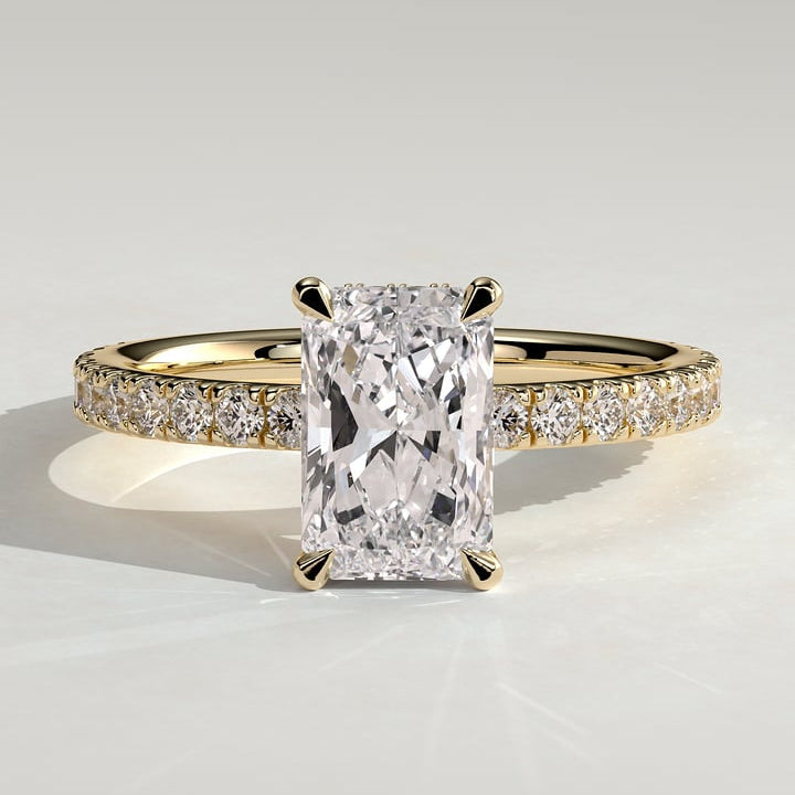 2 CT Radiant Pave Moissanite Engagement Ring