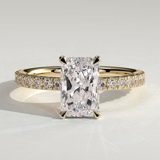 2 CT Radiant Pave Moissanite Engagement Ring
