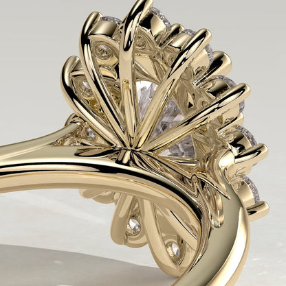 2 CT Oval Halo Moissanite Engagement Ring
