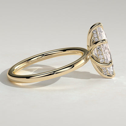 2 CT Marquise Hidden Halo Moissanite Engagement Ring