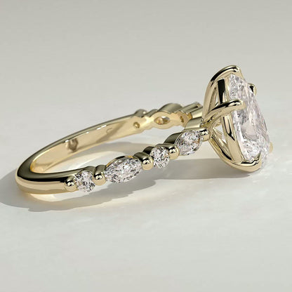 2 CT Pear Dainty Pave Moissanite Engagement Ring