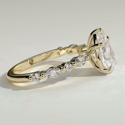2 CT Pear Dainty Pave Moissanite Engagement Ring